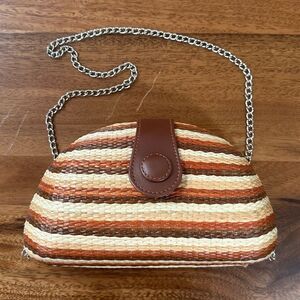 NWT Le Sac Original Philippine Handwoven Rattan Bag Clutch